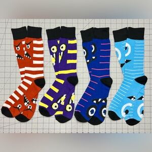 Colorful Monsters with Stripes Patterned Socks Set